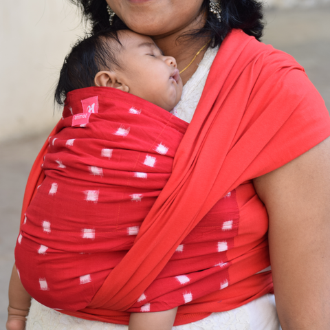 Image of Double Ikat Square Red & White Hybrid Wrap