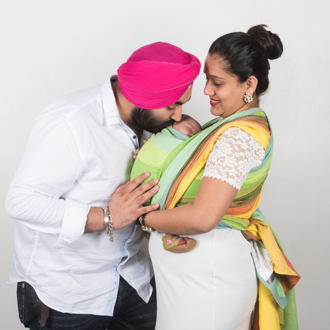 Image of Reyansh Yellow Weft Handwoven Baby Wrap - Anmol Baby Carriers