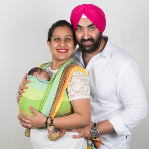 Image of Reyansh Yellow Weft Handwoven Baby Wrap - Anmol Baby Carriers