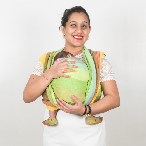 Image of Reyansh Yellow Weft Handwoven Baby Wrap - Anmol Baby Carriers