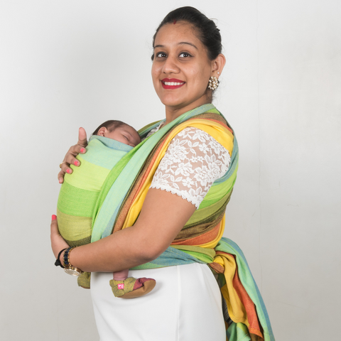 Image of Reyansh Yellow Weft Handwoven Baby Wrap - Anmol Baby Carriers