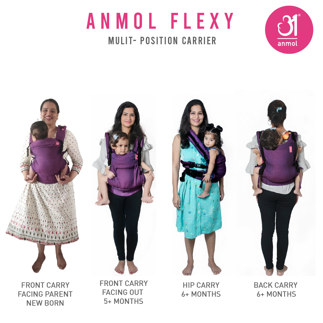 Purple Flexy+Lumbar Support+Droolers - Anmol Baby Carriers