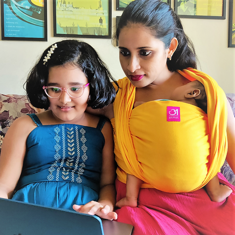 Image of Yellow Full Stretch Hybrid Wrap - Anmol Baby Carriers