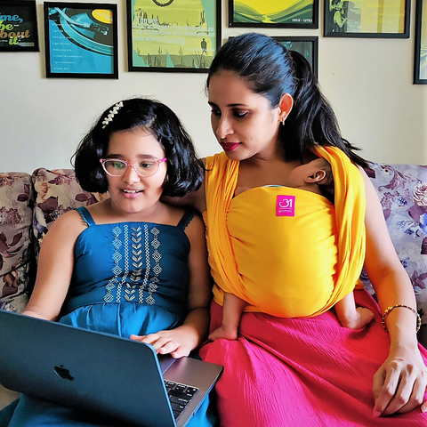 Image of Yellow Full Stretch Hybrid Wrap - Anmol Baby Carriers