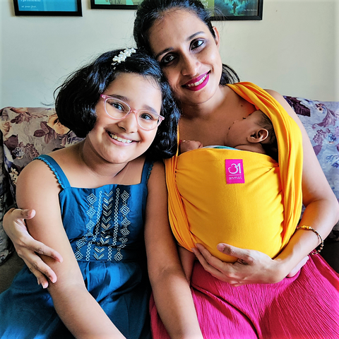 Image of Yellow Full Stretch Hybrid Wrap - Anmol Baby Carriers