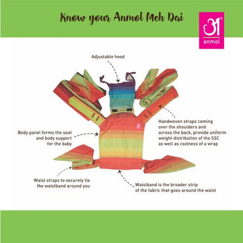 Image of Rickshaw Videh Orange Meh Dai Reversible - Anmol Baby Carriers