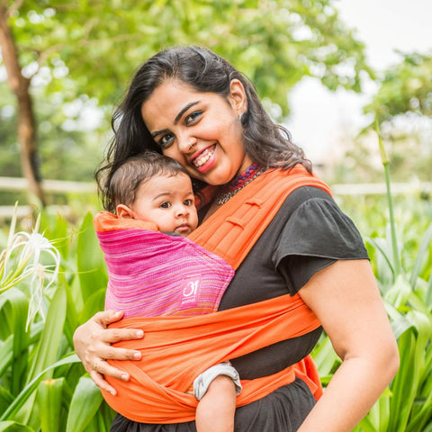 Image of Rickshaw Videh Orange Meh Dai Reversible - Anmol Baby Carriers