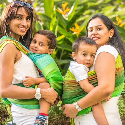 Image of Reyansh Green Weft Handwoven Baby Wrap - Anmol Baby Carriers