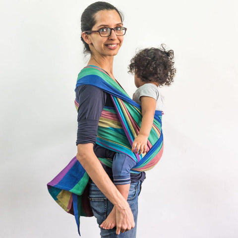 Image of Saharsh Navy Blue Weft Handwoven Baby Wrap - Anmol Baby Carriers