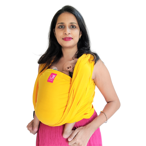 Image of Yellow Full Stretch Hybrid Wrap - Anmol Baby Carriers