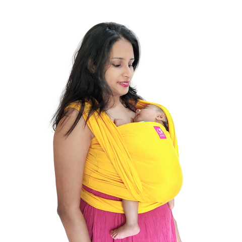 Image of Yellow Full Stretch Hybrid Wrap - Anmol Baby Carriers