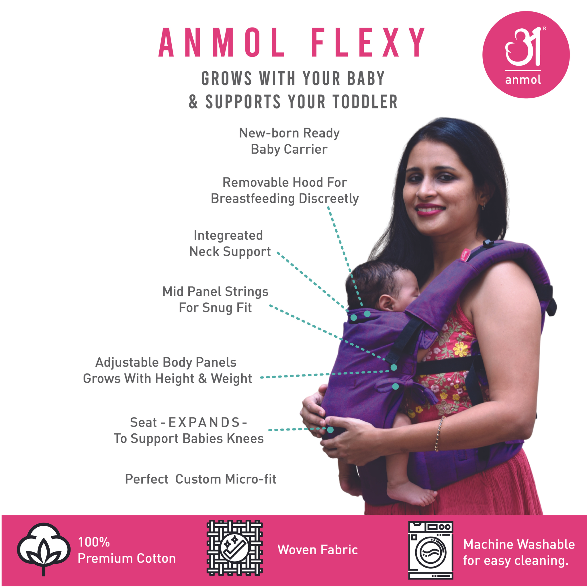 Antara Pink Flexy+Lumbar Support+Droolers