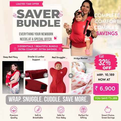 Image of Deep Red Flexy + Red Lumber Support & Droolers + Red Snuggler + Hridya Blanket