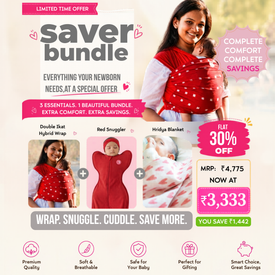 Anmol Ikat Red & White Hybrid Wrap + Red Snuggler + Hridya Blanket