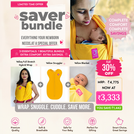 Anmol Yellow Full Stretch Hybrid Wrap + Yellow Snuggler + Yellow Blanket