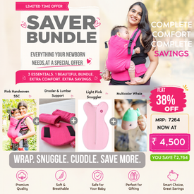 Anmol Basic Pink Handwoven SSC + Pink Lumber Support & Droolers + Light Pink Snuggler + Multicolor Whale
