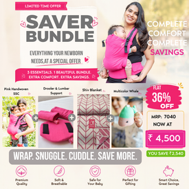 Anmol Basic Pink Handwoven SSC + Pink Lumber Support & Droolers + Shiv Blanket+ Multicolor Whale