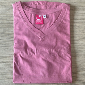 Coral Pink Breastfeeding T-shirt With Short sleeves and V neck