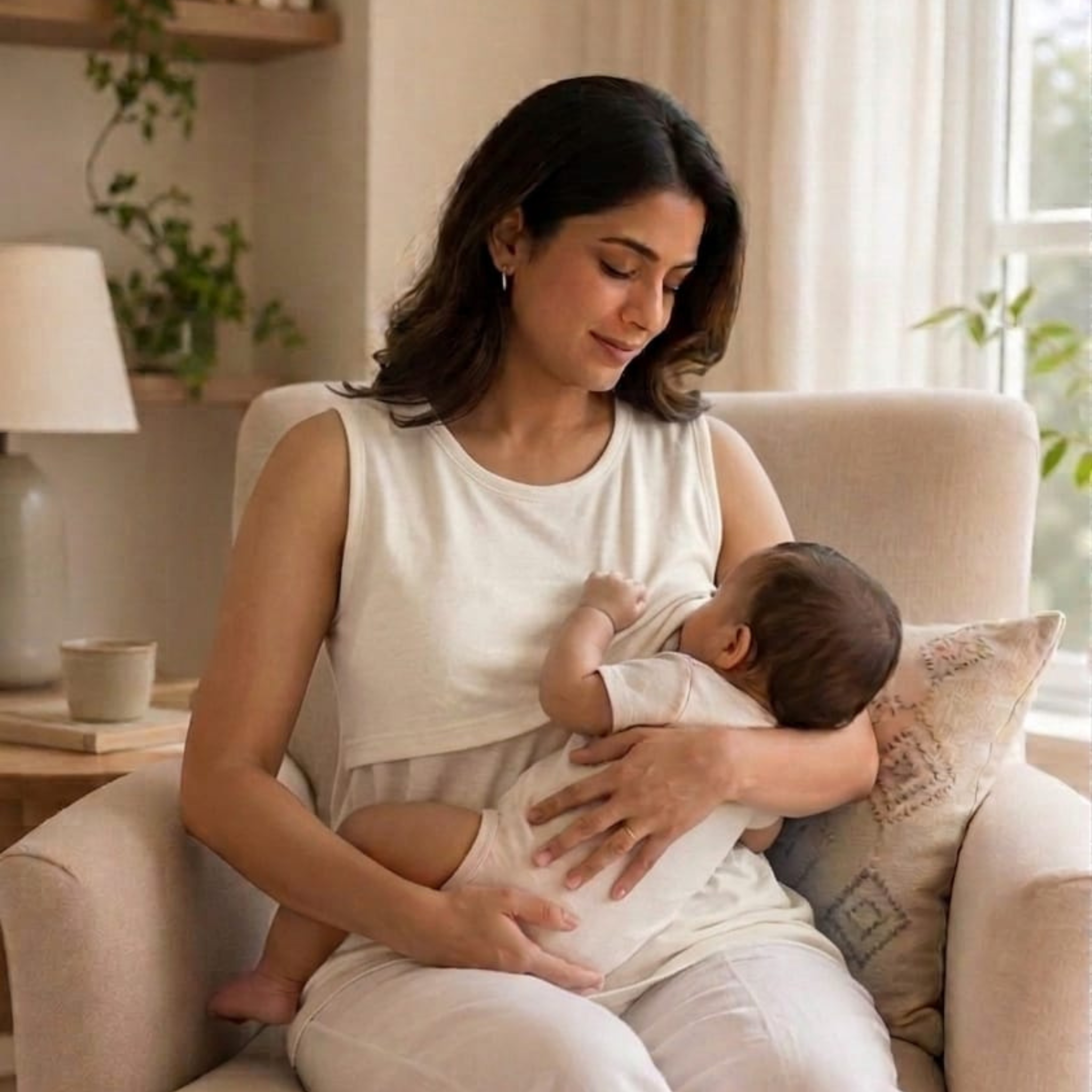 Breastfeeding T-shirt Sleeveless and Round Neck