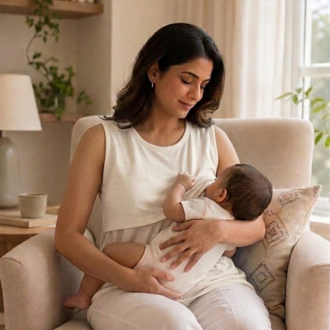 Image of Breastfeeding T-shirt Sleeveless and Round Neck