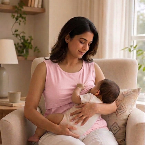 Image of Breastfeeding T-shirt Sleeveless and Round Neck