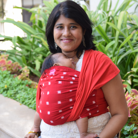 Image of Double Ikat Square Red & White Hybrid Wrap