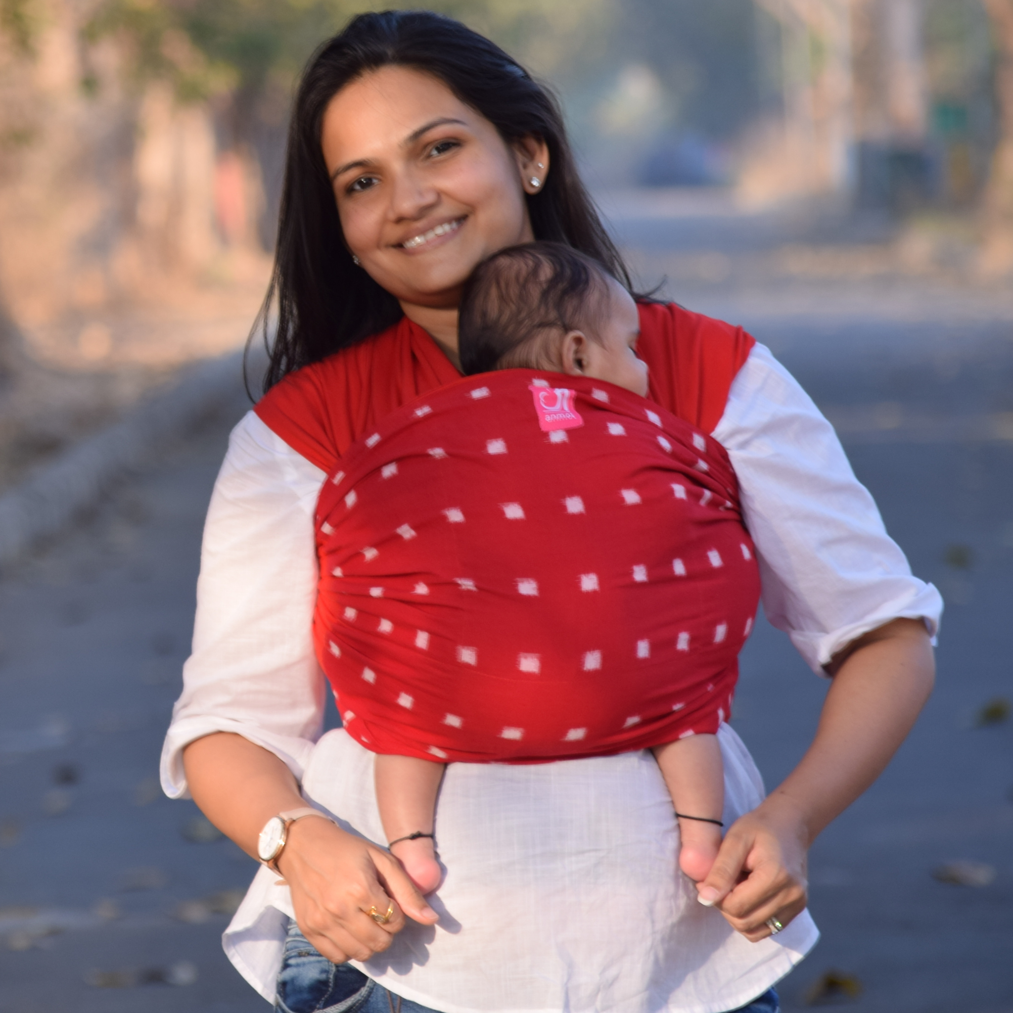 Double Ikat Square Red & White Hybrid Wrap