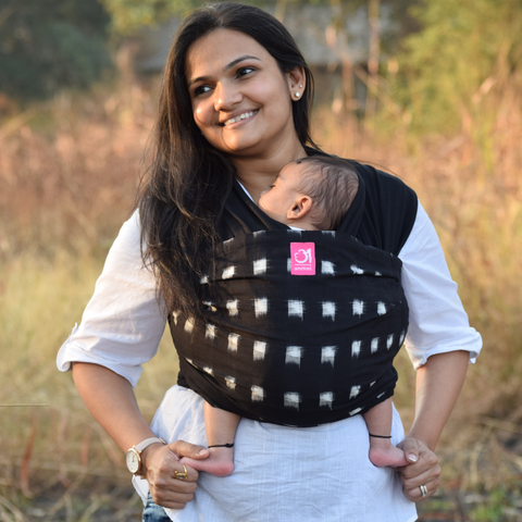 Image of Double Ikat Square Black and White Hybrid Wrap