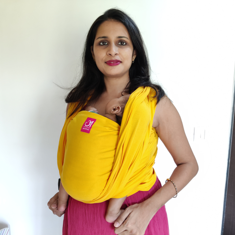 Image of Anmol Yellow Full Stretch Hybrid Wrap + Yellow Snuggler + Yellow Blanket