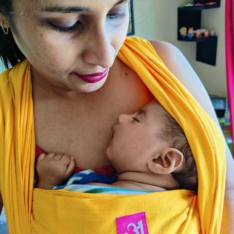 Image of Anmol Yellow Full Stretch Hybrid Wrap + Yellow Snuggler + Yellow Blanket