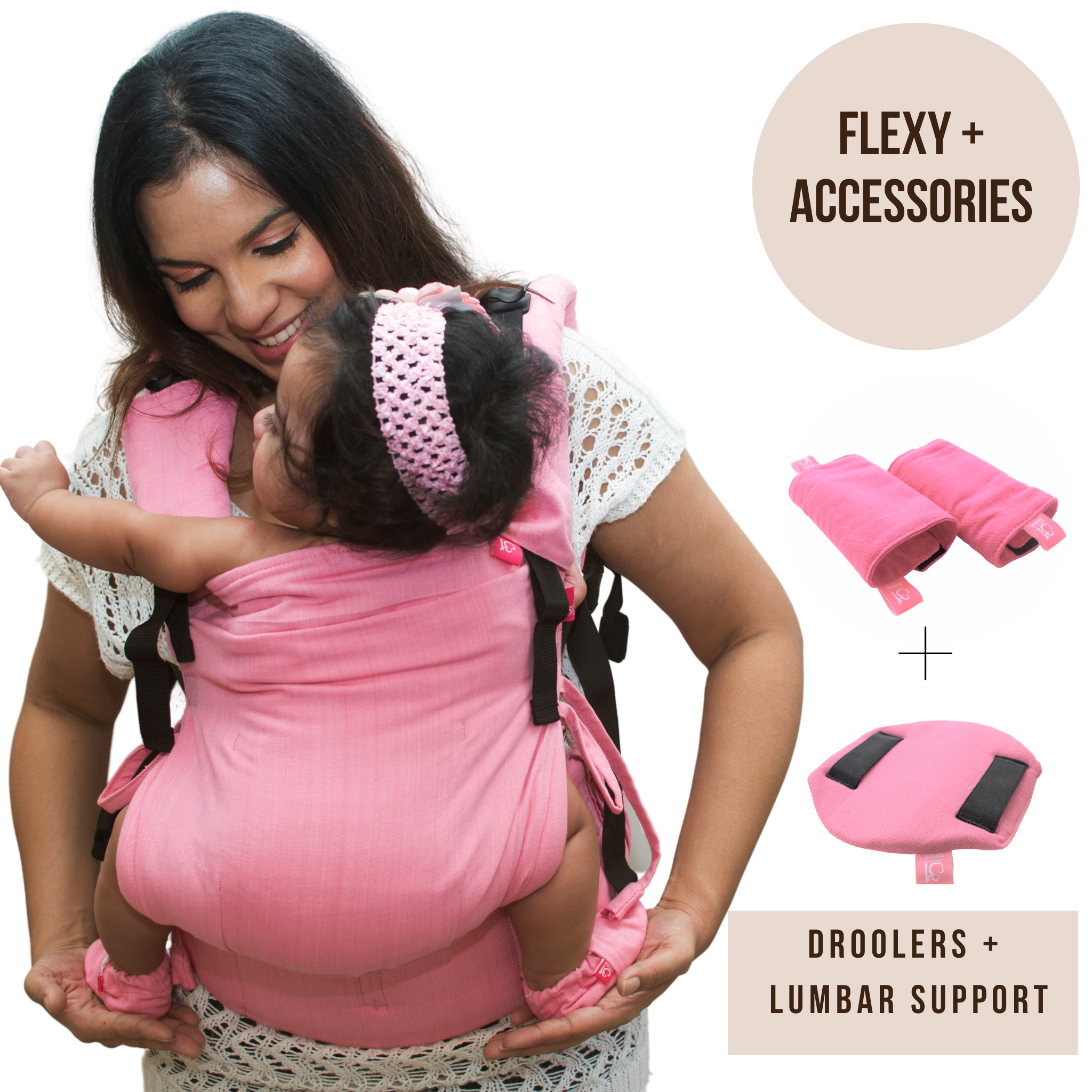 LIGHT PINK FLEXY + LUMBAR SUPPORT + DROOLER