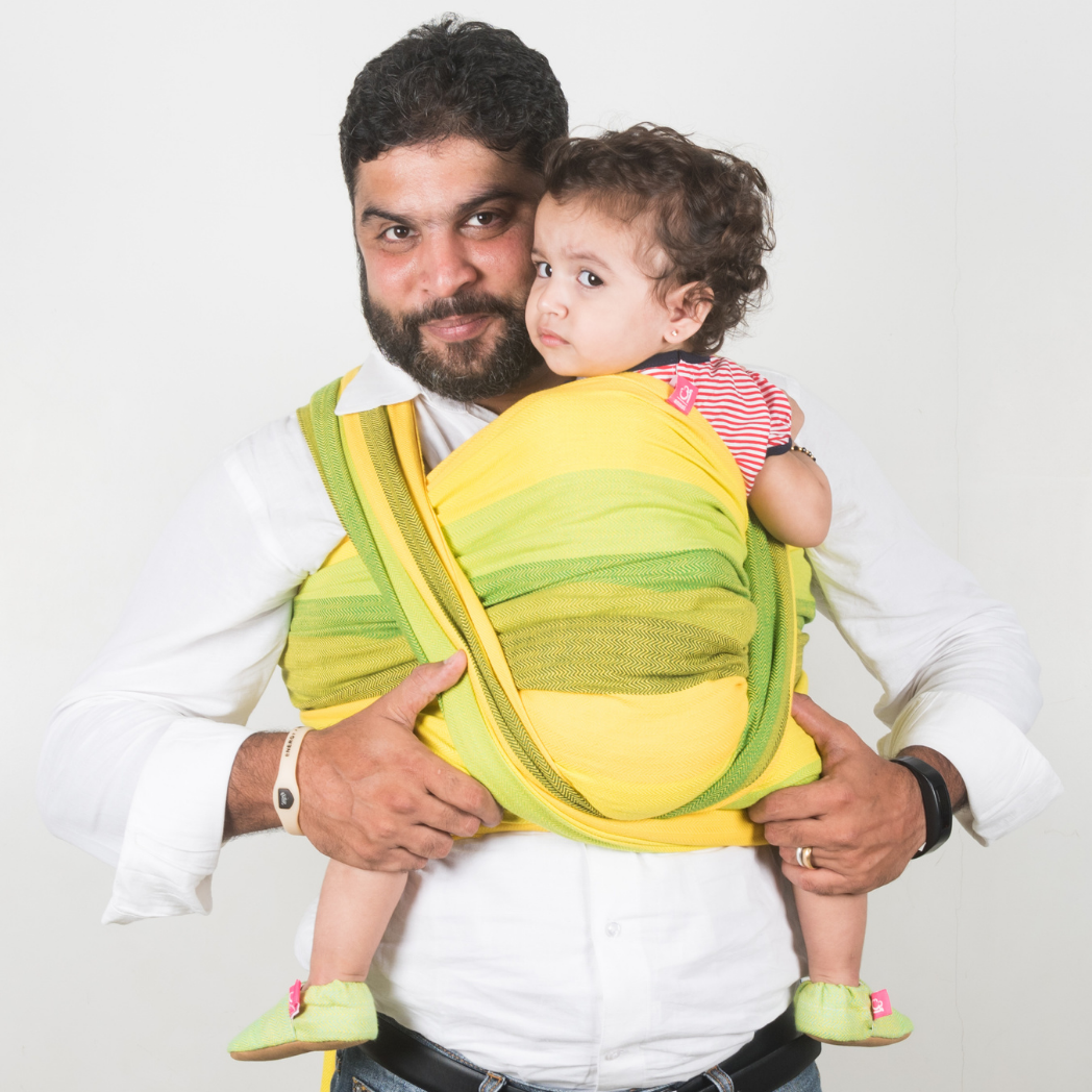 Radha Gold Weft Handwoven Baby Wrap - Anmol Baby Carriers