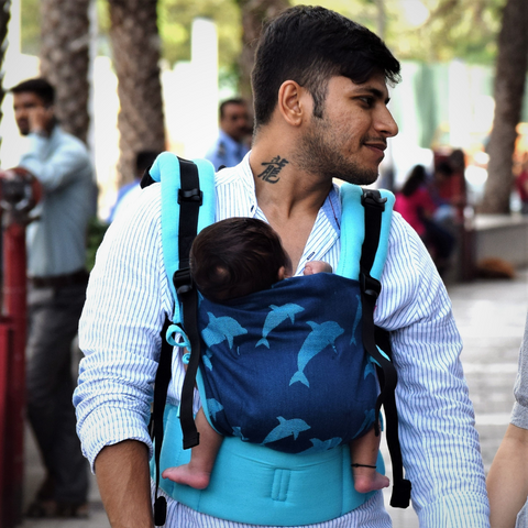 Image of Dolphin Turquoise Blue Flexy+Lumbar Support+Droolers - Anmol Baby Carriers