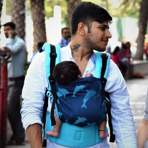 Dolphin Turquoise Blue Flexy+Lumbar Support+Droolers - Anmol Baby Carriers