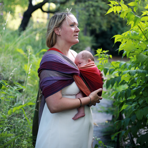 Image of Reyansh Red Weft Handwoven Baby Wrap - Anmol Baby Carriers