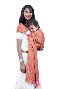 Timtimaa Jaquard Red Pleated Red Rings Sling - Anmol Baby Carriers