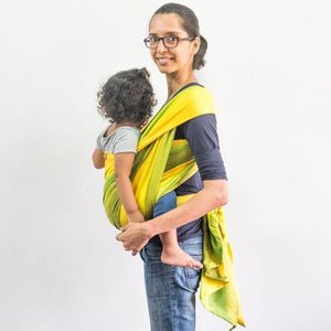 Radha Gold Weft Handwoven Baby Wrap - Anmol Baby Carriers
