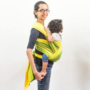 Radha Gold Weft Handwoven Baby Wrap - Anmol Baby Carriers