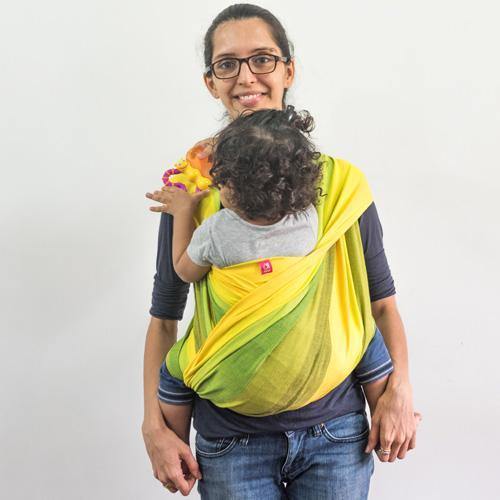 Radha Gold Weft Handwoven Baby Wrap - Anmol Baby Carriers