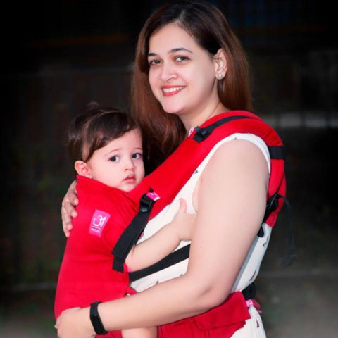 Deep Red Flexy+Lumbar Support+Droolers - Anmol Baby Carriers