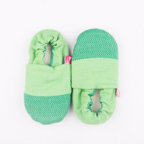 Image of Dhurva Grey Weft Green Shoes - Anmol Baby Carriers