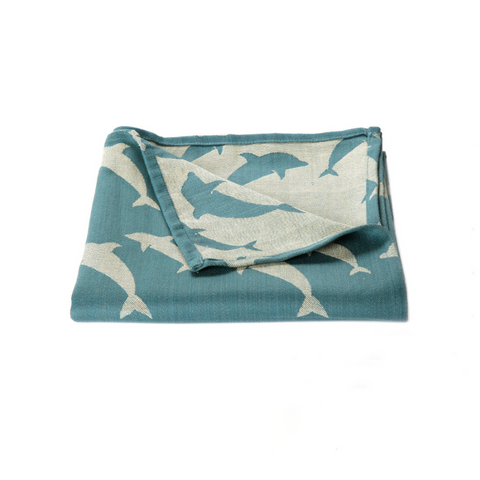 Image of Dolphin Blanket (Blue Background) - Anmol Baby Carriers