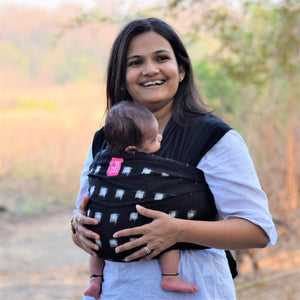 Double Ikat Square Black and White - Anmol Baby Carriers
