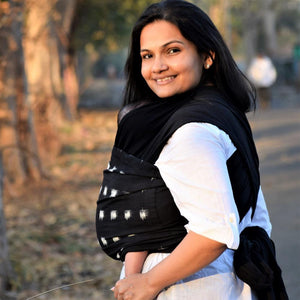 Double Ikat Square Black and White - Anmol Baby Carriers