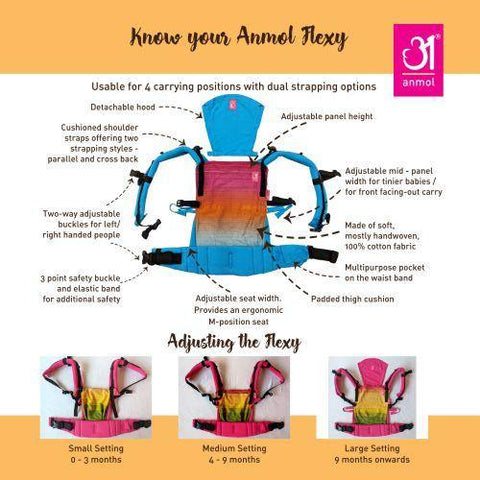 Image of Aquarelle Lotus Red Flexy+Lumbar Support+Droolers - Anmol Baby Carriers