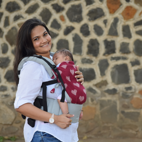 Image of Heart Ikat Maroon Flexy - Anmol Baby Carriers