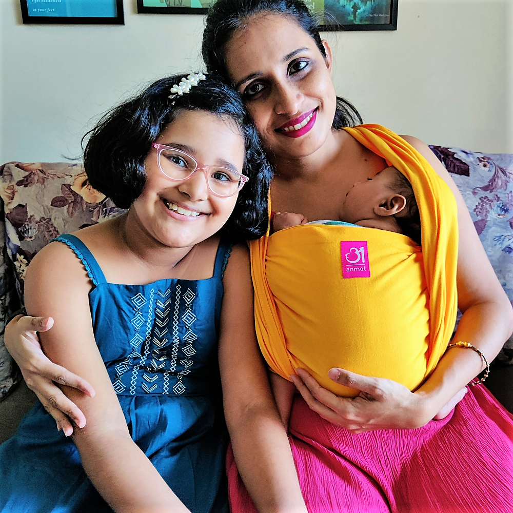 Yellow Full Stretch Hybrid Wrap - Anmol Baby Carriers