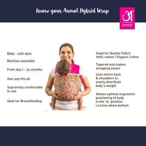 Image of Yellow Full Stretch Hybrid Wrap - Anmol Baby Carriers