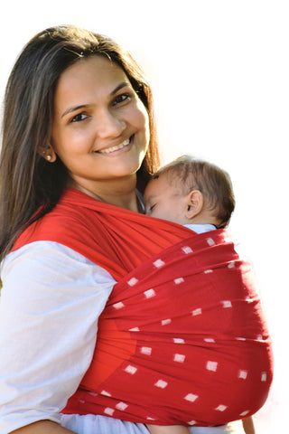 Double Ikat Square Red & White - Anmol Baby Carriers