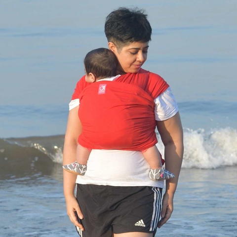 Image of Red Full Stretch Hybrid Wrap - Anmol Baby Carriers